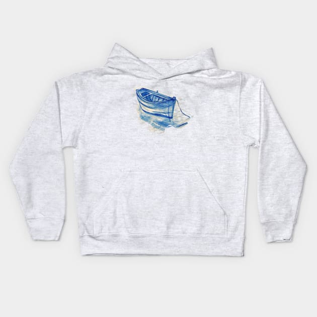 Getaway Boat Kids Hoodie by minniemorrisart